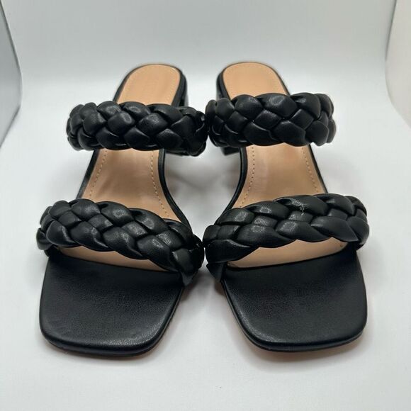 CUSHIONAIRE Women's Braided Heel Sandal +Memory Foam 7.5 BLACK - Picture 2 of 7